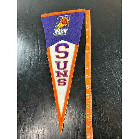 American Vtg Winning Streak- 90s Phoenix Suns- NBA Basket Mini Felt Flag- 15x6" - Picture 4 of 7